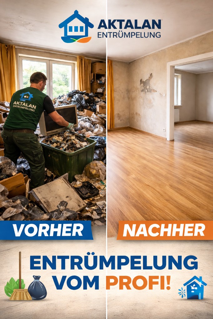 Vergleich Vorher und Nachher – gleicher Raum nach der Entrümpelung